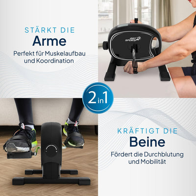 Juskys Pedaltrainer Sportivo - leiser Heimtrainer, Fitnessgerät, Senioren, Armtrainer, Beintrainer,