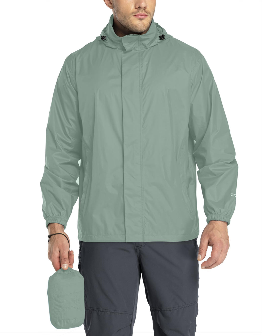 33,000ft Regenjacke Herren Leicht Wasserdicht Faltbare Regenmantel mit Kapuze Fahrrad Rain Windbreak