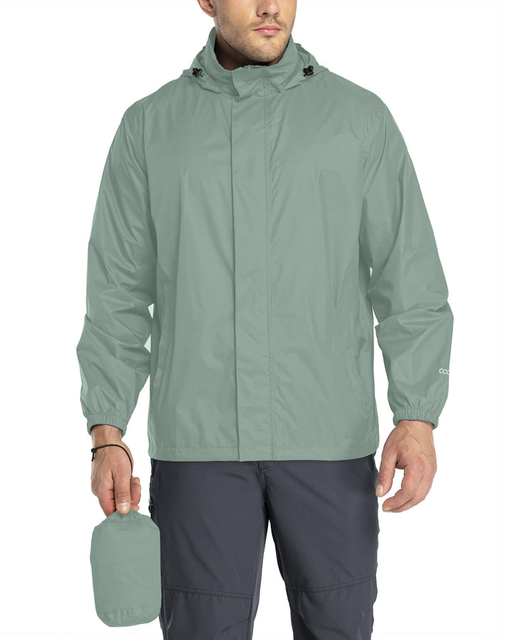 33,000ft Regenjacke Herren Leicht Wasserdicht Faltbare Regenmantel mit Kapuze Fahrrad Rain Windbreak