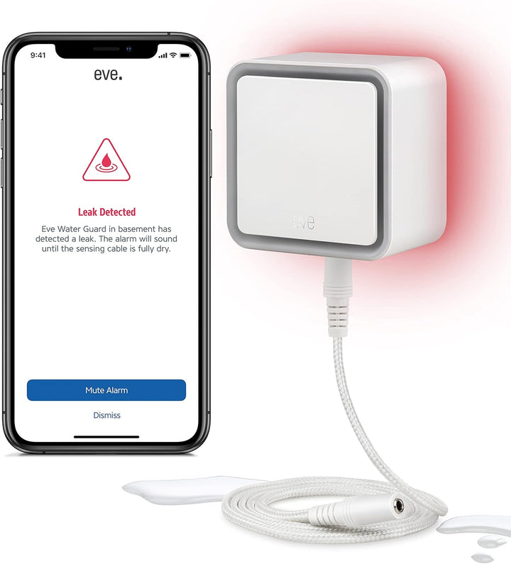 Eve Outdoor Cam (White Edition) – Smarte Überwachungskamera &amp; Water Guard - Smarter Wassermelder, 2m