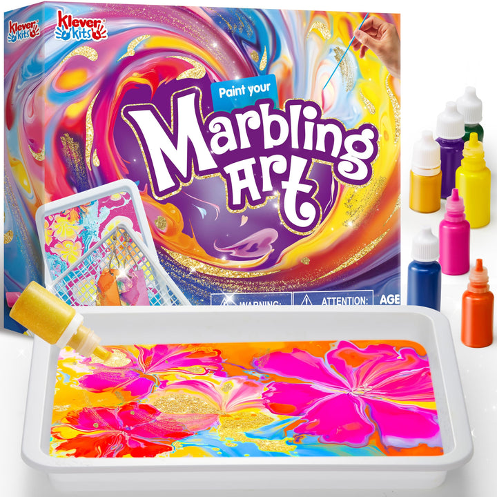Klever Kits Wasser Marmorierfarbe für Kinder,Magic Marbling Paint Art für Mädchen ab 6-12 Jahren,Mar