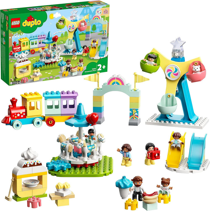 LEGO 10956 DUPLO Erlebnispark, Kinderspielzeug ab 2 Jahre mit Jahrmarkt und Zug Optimierte Verpackun