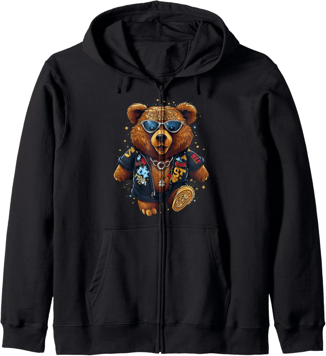 Cooler lustiger brauner Teddybär mit Sonnenbrille Zookeeper Tier Kapuzenjacke