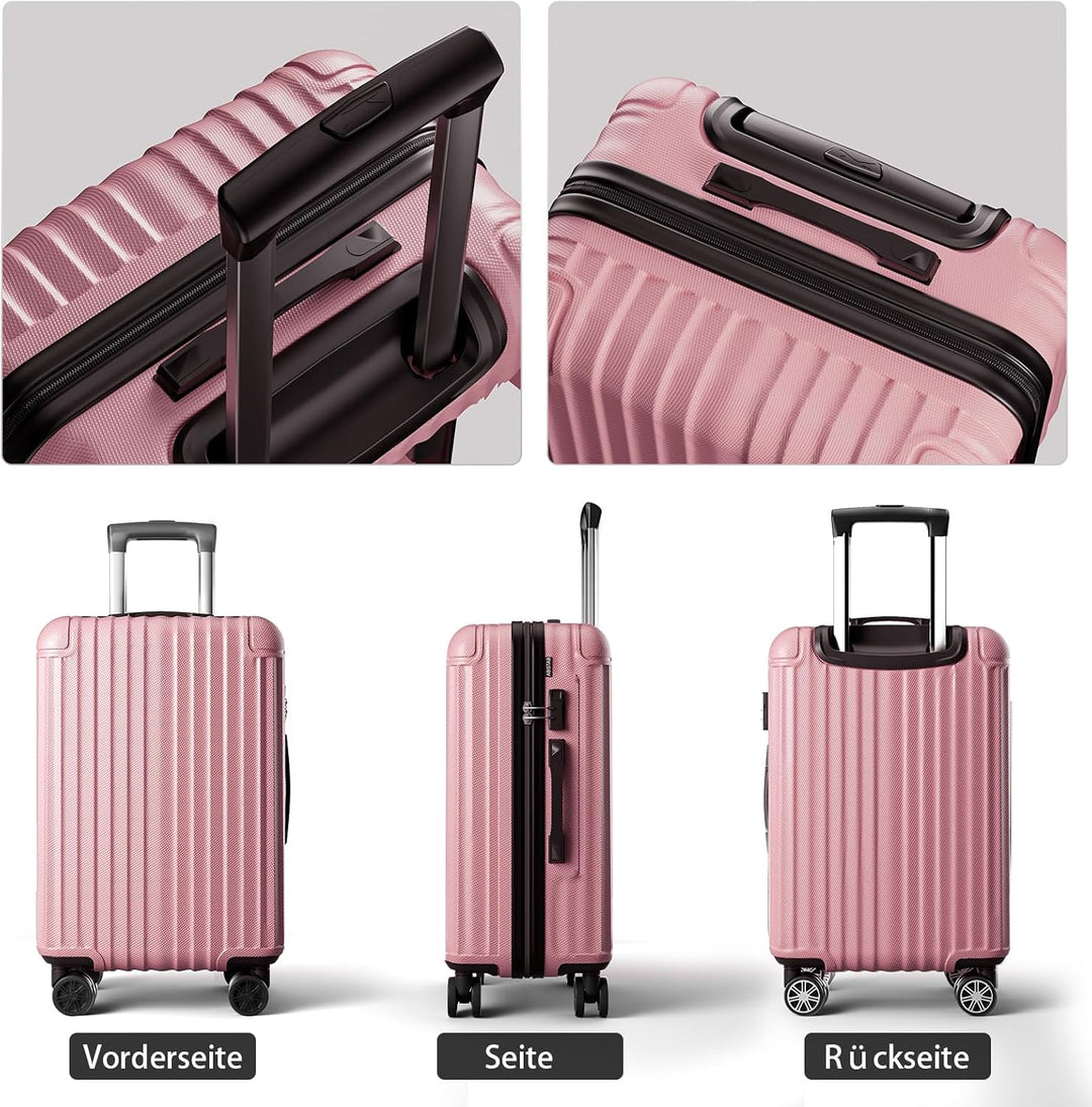 Koffer Trolley Mittelgross 66x45x27cm, Hartschalen Reisekoffer mit 4 Rollen & Zahlenschloss, leicht