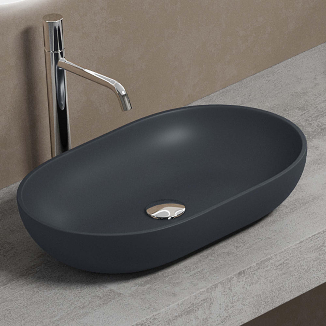 Mai & Mai Aufsatzwaschbecken Col808 in Anthrazit Matt Waschschale Waschbecken aus Gussmarmor, Anthra