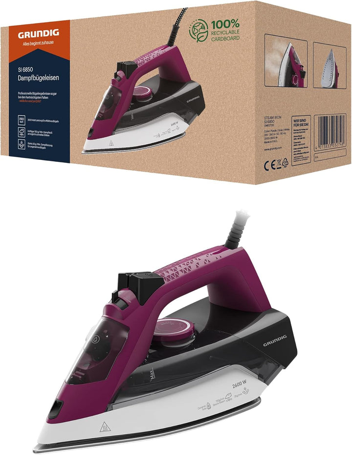 Grundig SI 6850 Dampfbügeleisen, Keramik, Violett/Grau/Weiss