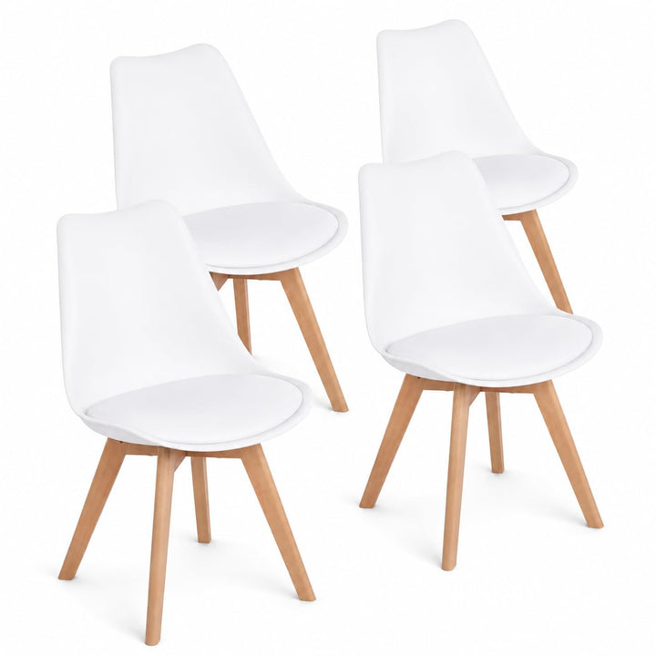 EGGREE 4er Set Esszimmerstühle mit Massivholz Buche Bein SGS Geprüfter, Retro Design Gepolsterter St