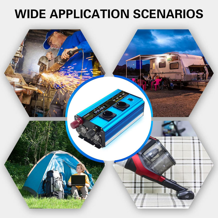 Yinleader Wechselrichter 24V 230V 1600W / 3200W Spannungswandler Reiner Sinus Wechselrichter mit 2 S