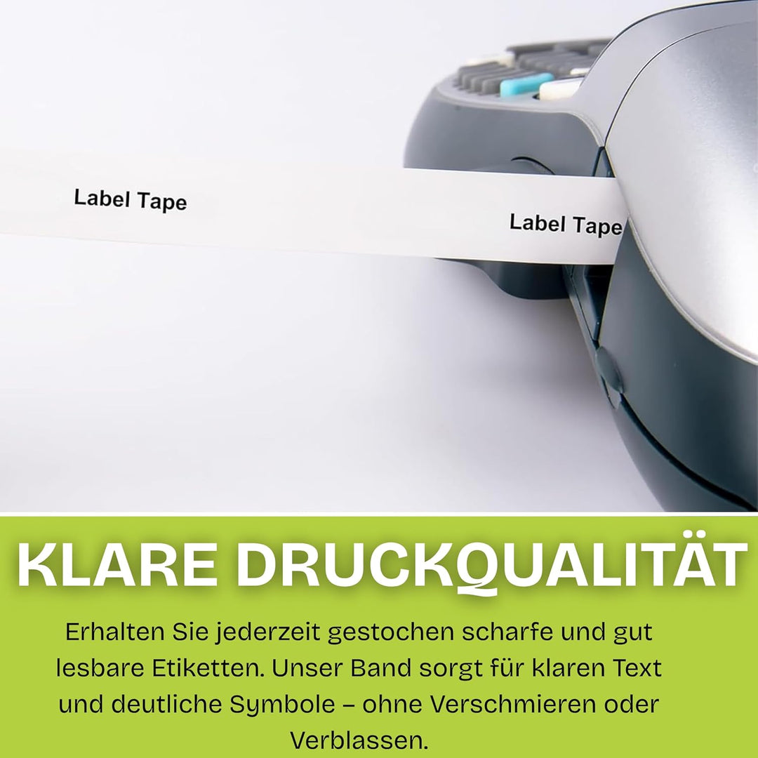 12 Kompatiblel mit Dymo LetraTag Bänder 91201/91221 12 mm x 4 m | Schwarze Schrift auf Weissem Kunst