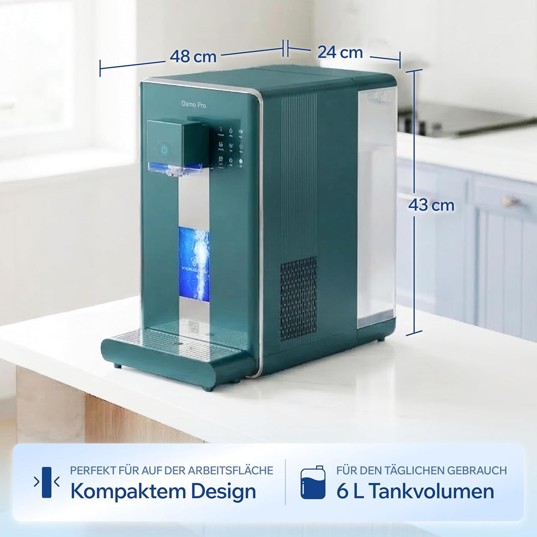 G21 Osmo Pro Osmoseanlage Trinkwasser 6L mit Wasserstoff Funktion, 1:1 Rein- zu Abwasserverhältnis,