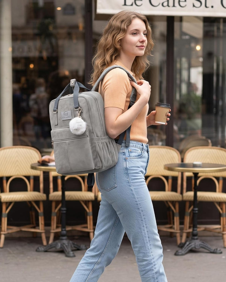 Makukke Rucksack Damen&Herren, Cord Daypack Anti-Theft Tasche Casual Schultasche Citytasche, für Sch