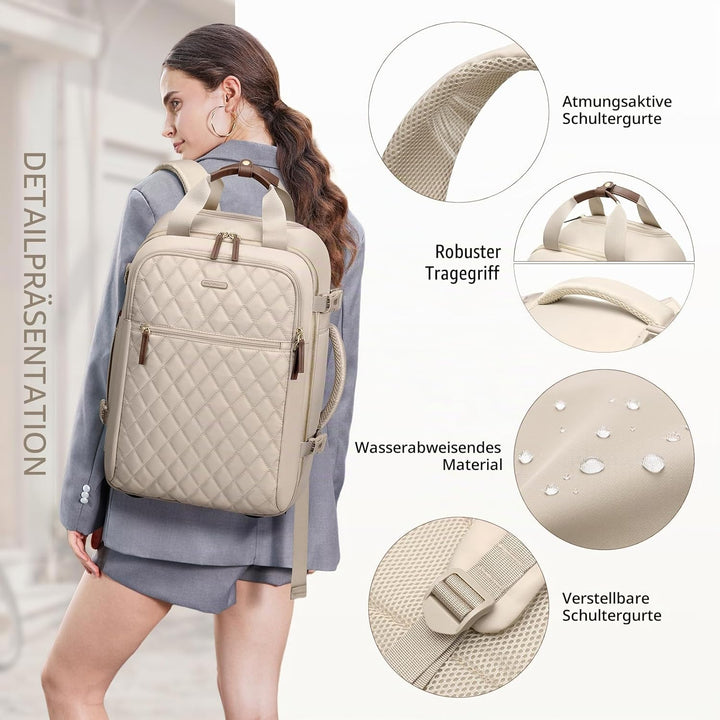 Reiserucksack Damen Rucksack Handgepäck Flugzeug 17 Zoll Laptop Rucksack Herren Wasserdicht Reisetas