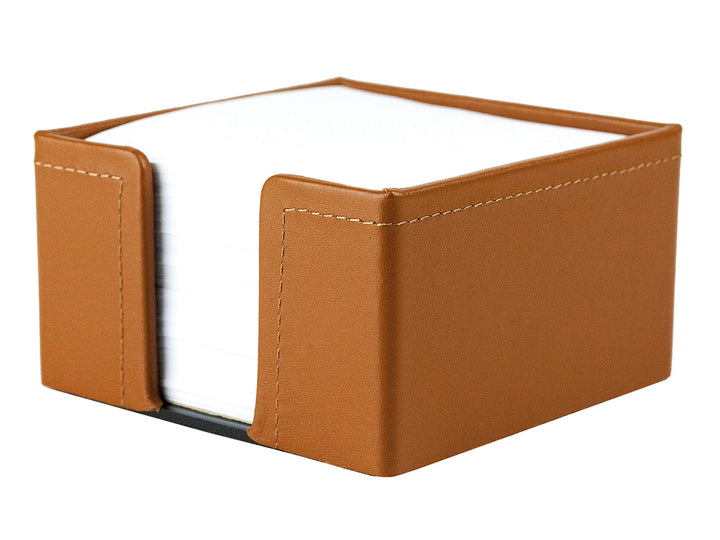 DELMON VARONE - Zettelkasten Premium Leder Boxcalf braun, Zettelbox inkl. 500 Blatt Papier, Notizklo