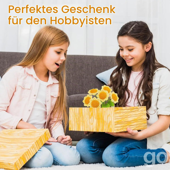 Lonsien Häkeln für Anfänger Sonnenblume Häkelset Kinder Komplett Stricken für Anfänger Set Amigurumi