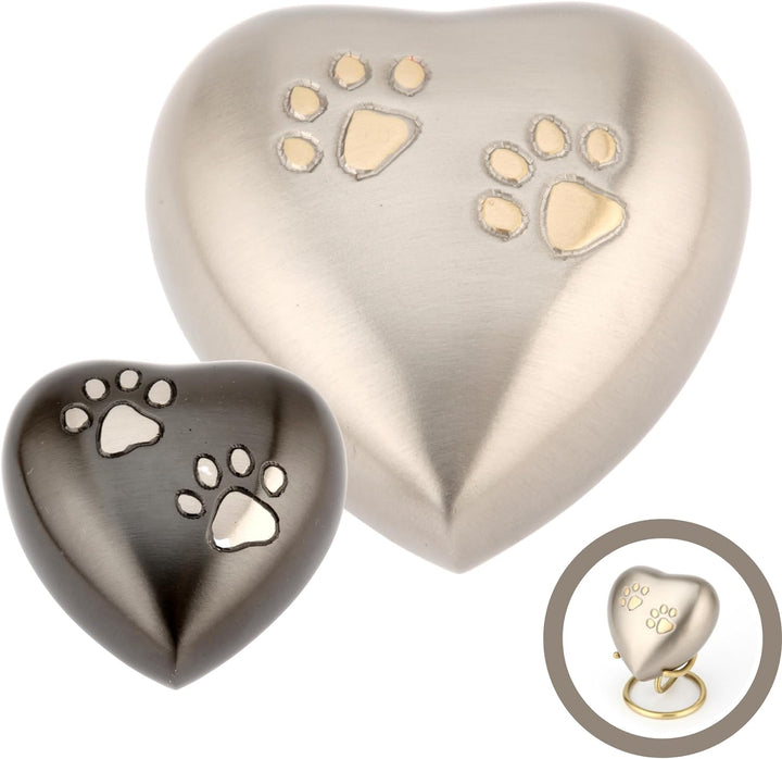 Urns UK Chertsey Gedenkurne für Haustiere herzförmig 7,6 cm Zinnoptik / Schwarz, Schwarz