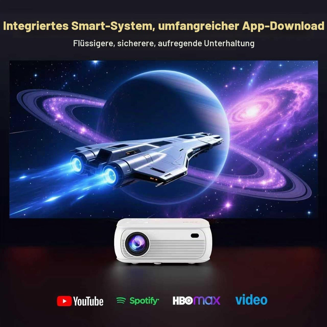2026Mini Beamer FHD 4K,Lower Noise 450ANSI Tageslichttauglicher projektor|Auto-Keystone,HiFi-Lautspr