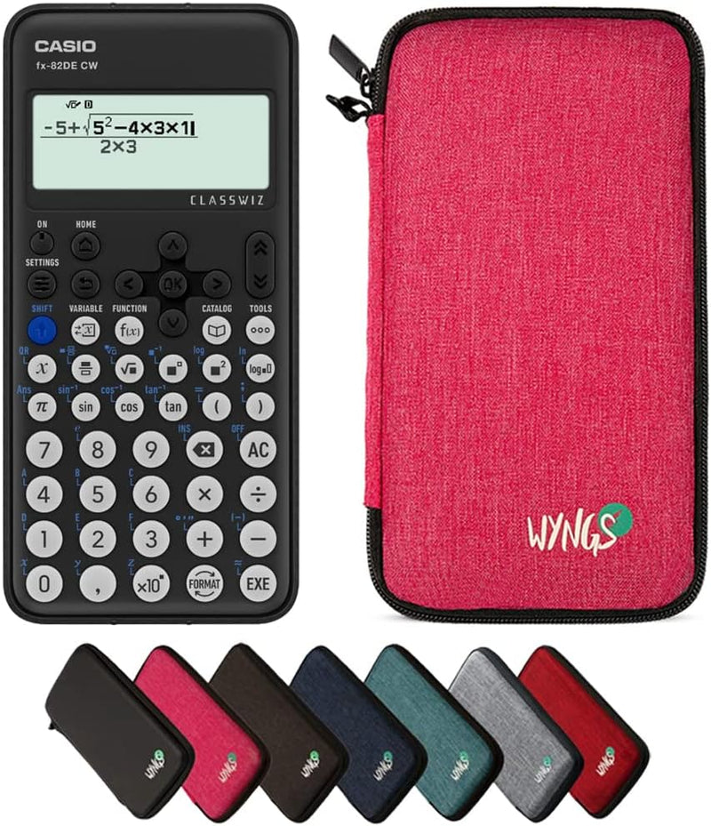 CALCUSO Sparpaket: Casio FX-82DE CW ClassWiz technisch-wissenschaftlicher Schulrechner + WYNGS Schut