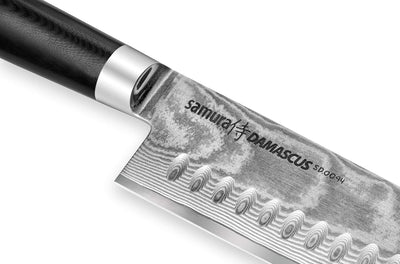 Samura Damasco Coltello da cucina giapponese professionale Santoku 180mm / 7"Manico G-10 Durezza 61