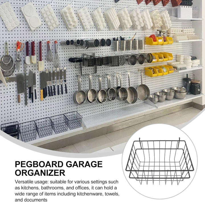 Schwarzer Grosser Pegboard Wandkorb aus Robustem Eisen Schwerlastfähiger ohne Bohren Installierbarer