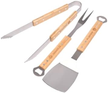 FC Bayern München Grillbesteck 3er-Set | Wender, Zange, Gabel | Holz