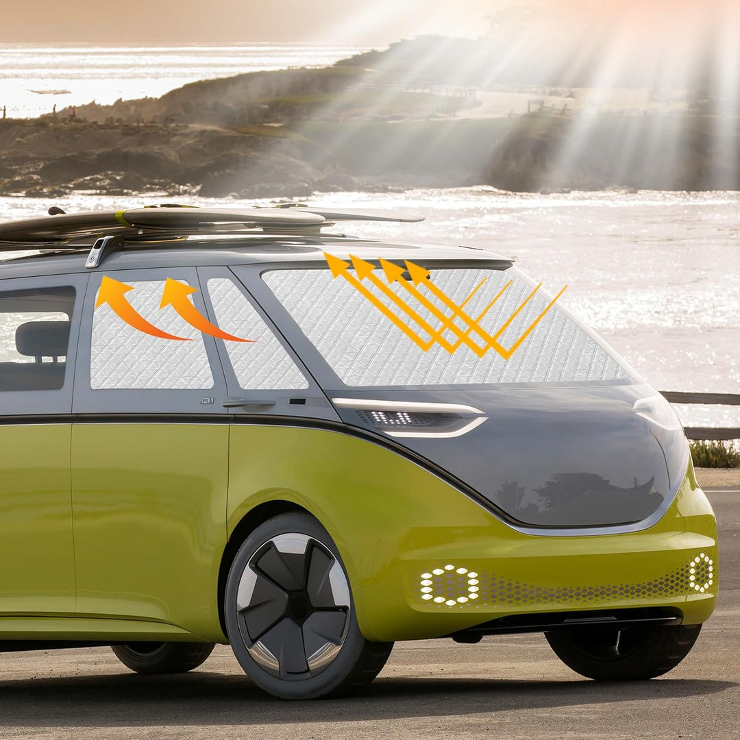 Thermomatte Fahrerhaus Innen Kompatibel mit VW ID Buzz 2022-2026, 5PCS SWB Faltbare Isolierte Sonnen