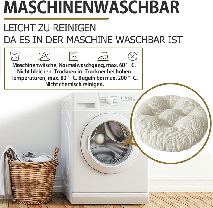 Sitzkissen Rund, 30x30 cm rutschfest Waschbare Sitzpolster Bequemes Stuhlkissen 6 cm Dick Waschbare