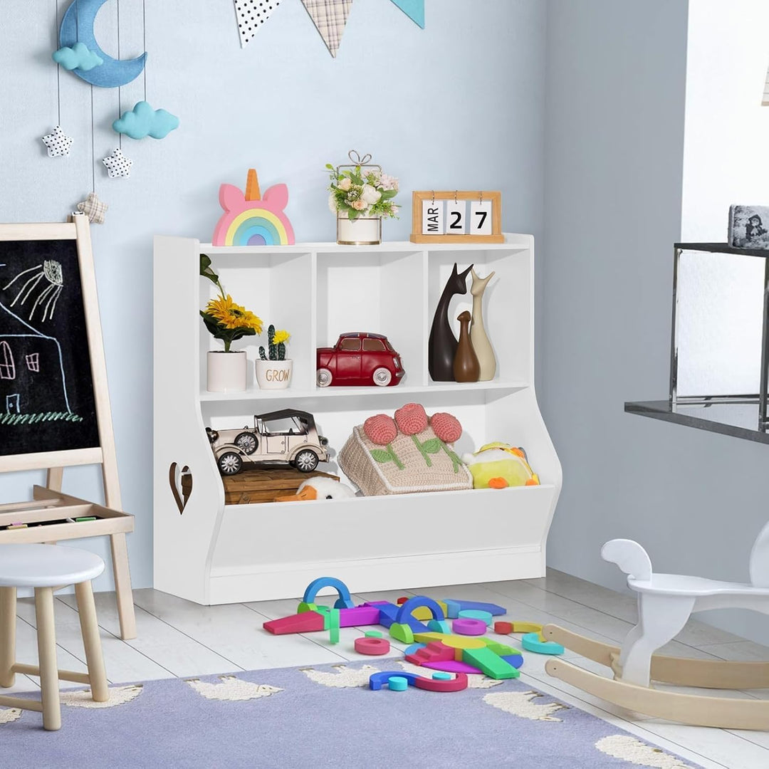 LELELINKY Bücherregal Kinder mit 4 Ablagefächer, 80 x 38 x 77 cm,Weiss | Kinder Bücherregal , Grosse