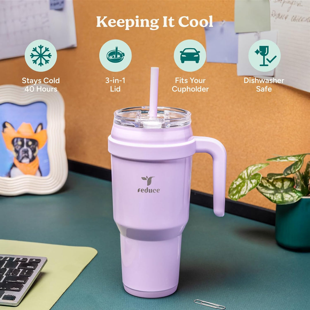 REDUCE Cold1 Becher mit Griff, vakuumisolierte Edelstahl-Wasserflasche für Zuhause, Büro oder Auto,
