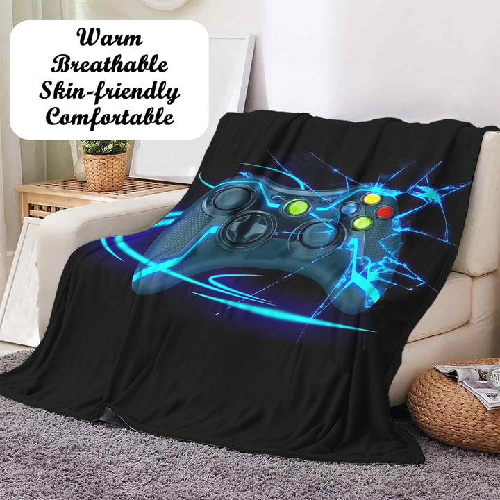 Gamepad Kuscheldecke Flanell Decke Spielkonsolen-Muster Fleecedecke Flauschig Weich und Warme,3D Gam