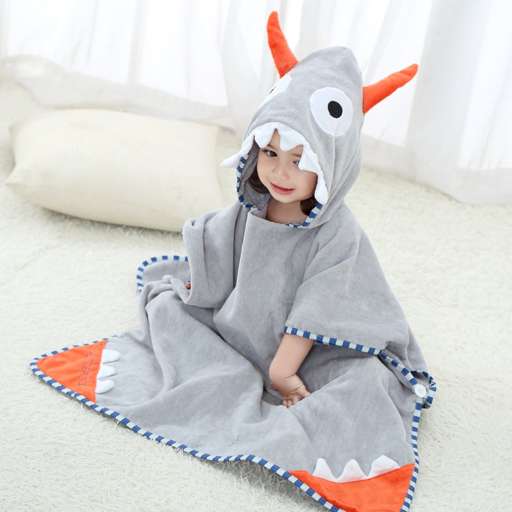 COOKY.D Baby Poncho Badetuch mit Kapuze, 100% Baumwolle, für Jungen und Mädchen, 70 x 70 cm, 0-6 Jah