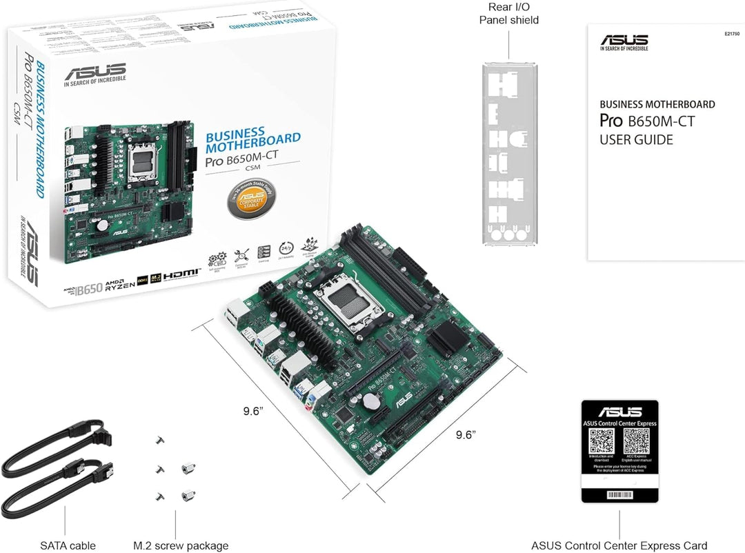 ASUS Pro B650M-CT-CSM Business Mainboard Sockel AMD AM5 (Ryzen 7000, micro-ATX, DDR5 Speicher, PCIe