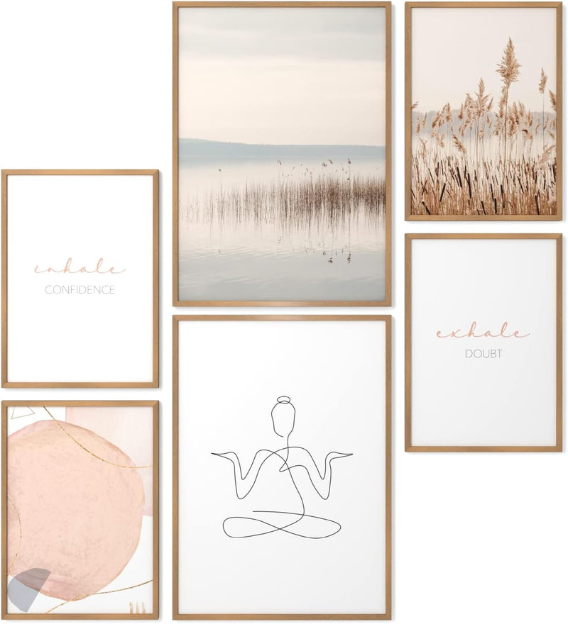 Papierschmiede® Mood Poster Set Yoga, Bilder Set mit Rahmen (Farbe wählbar) Wohnzimmer Deko Modern,