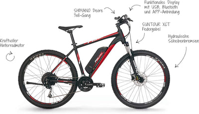 Fischer E-Mountainbike, MONTIS EM 1726 E-Bike MTB für Damen und Herren, RH 48 cm, Hinterradmotor 45