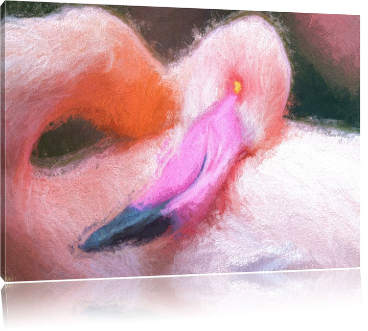 schöner Flamingo Deluxe Format: 100x70 cm auf Leinwand, XXL riesige Bilder fertig gerahmt mit Keilra