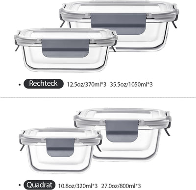 GENICOOK 24 Stück Glas Frischhaltedosen mit Deckel Glas Vorratsdosen Set für Lebensmittel,Glas Meal