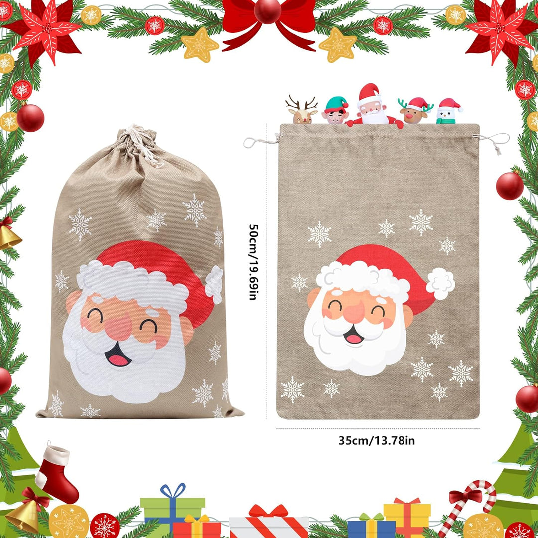 Irich 4 Stück Geschenktüten Weihnachten,Weihnachtsgeschenktüten 35 x 50 cm, Weihnachtsmann-Sack aus