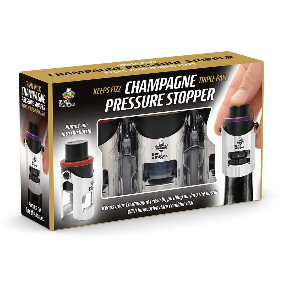 Bar Amigos ®, Triple Value Pack of 3 Champagne Pressure Stopper Sektflaschenverschluss Sekt und Cham