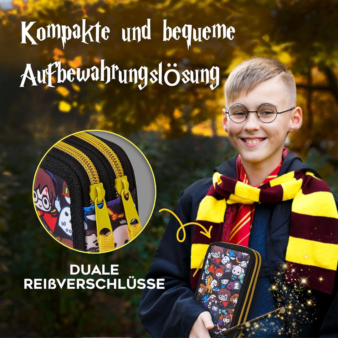 Harry Potter Federmäppchen, Kollektion von Schule Zubehör, Polyester Etui, 1 Stück Federpenal, 2-Fac