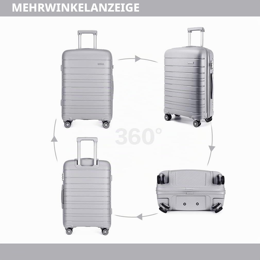 Kono Zwillingsrollen Reisekoffer TSA-Schloss 65cm Trolley Koffer Polypropylen Hartschale Rollkoffer 