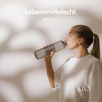 KIVY Trinkflasche 1l - Kohlensäure geeignet, Auslaufsicher, Bruchsicher, Federleicht - Trinkflasche