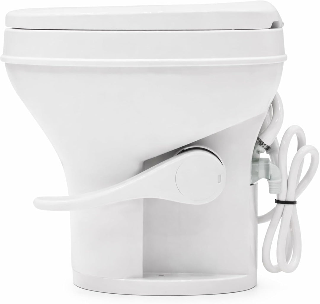 SEAFLO Wohnmobil-WC – Standardhöhe, Schwerkraftspülung, Fusspedal, sanft schliessender Deckel Wohnmo