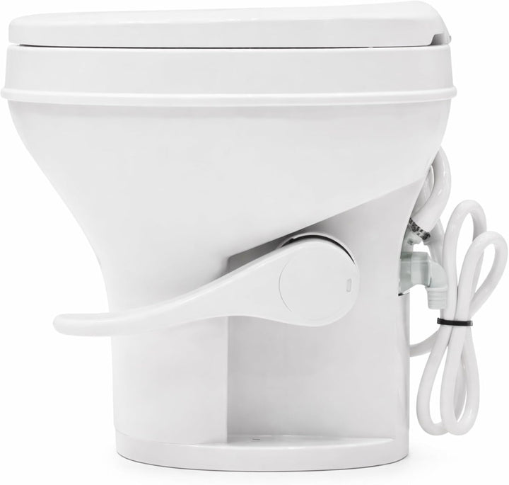 SEAFLO Wohnmobil-WC – Standardhöhe, Schwerkraftspülung, Fusspedal, sanft schliessender Deckel Wohnmo