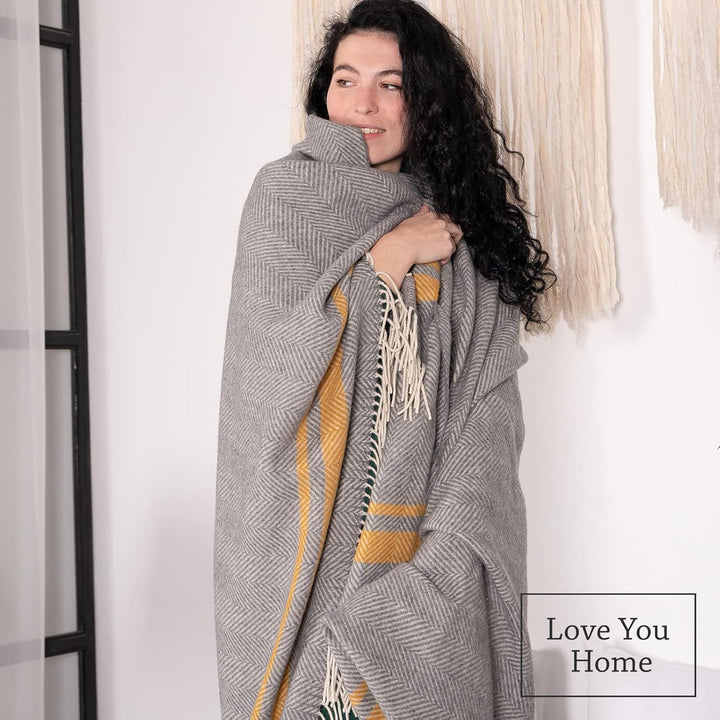 LYHome Merino Decke - Kuscheldecke Tagesdecke Sofa Wolldecke, Blanket Überwurfdecke Sofadecke Wohnde