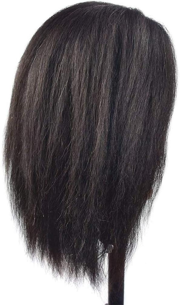 Afro-Mannequin-Kopf aus 100% Echthaar, Friseur-Trainingskopf für Kosmetologie, Puppenkopf (Tischklem