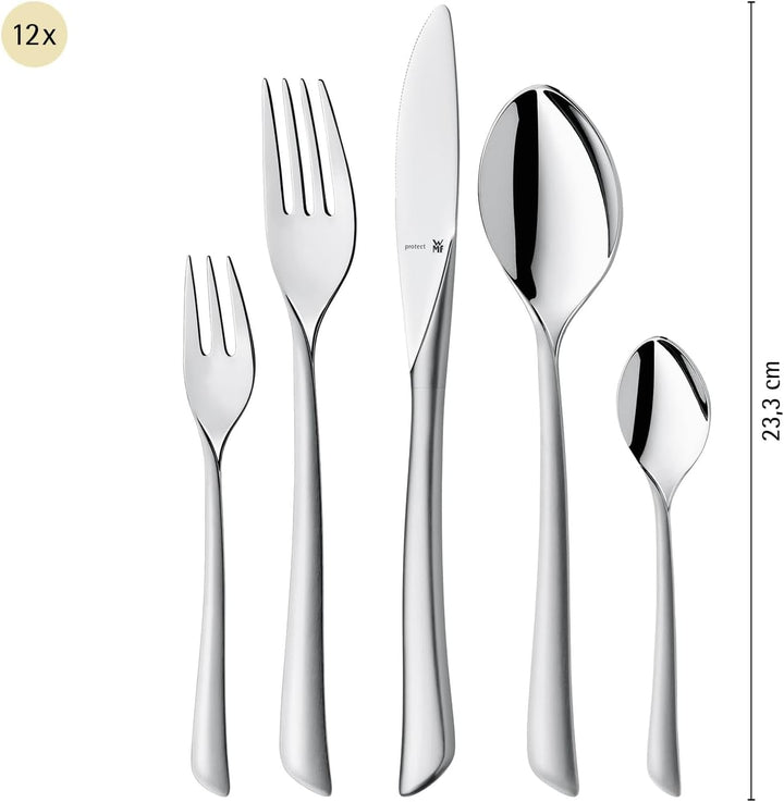 WMF Virginia Besteck-Set 66-teilig für 12 Personen Cromargan protect Edelstahl rostfrei teilmattiert