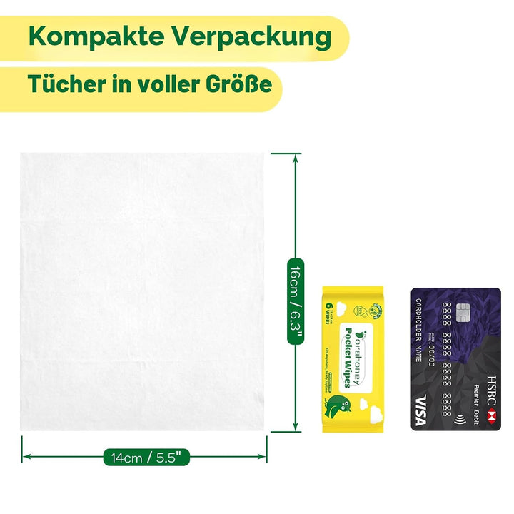 Mini Reise Feuchttücher – Baby Feuchttücher Reisegrösse, 99% Wasser, unparfümiert &amp; hypoallergen, fü
