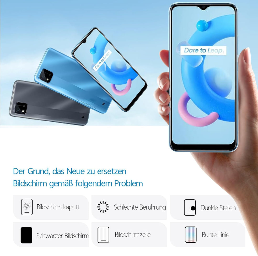 RongZy Display für Realme C20/C11/C21 2021 RMX3231 LCD Bildschirmersatz Digitizer Touchscreen Montie