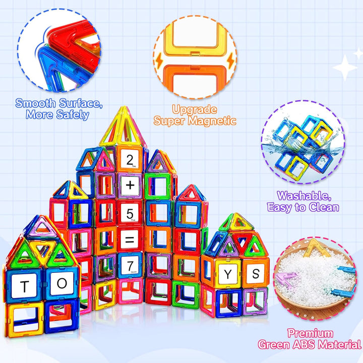 AQXONG 126 Teile Magnetische Bausteine, Magnetspielzeug Magnete für Kinder, Lustiges Pädagogisches B