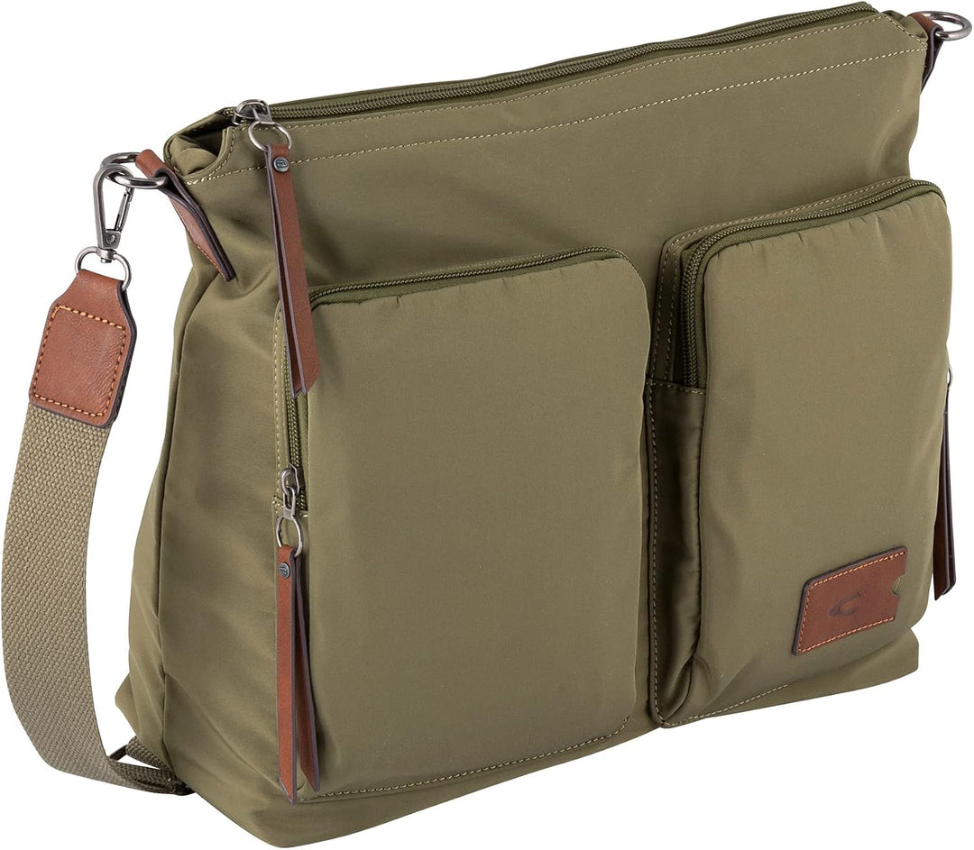 camel active bags Sky Damen Shopper Umhängetasche Reissverschluss Gross Grün Khaki 33,5 x 14,5 x 36,