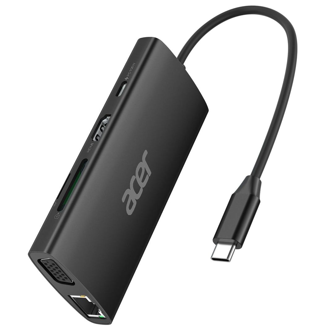 Acer USB-C-Hub mit 4K HDMI, 9-in-1-USB-C-zu-Ethernet-Adapter, 5-Gbps-USB-A-3.1-Dockingstation, PD-10